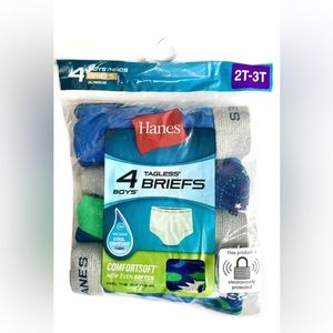 NEW 4 pk Hanes Boys Tagless Briefs Underwear Size 2T-3T Multicolor - 1 Pack of 4